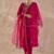 Floral Embroidered Regular Thread Work Straight Kurta With Trousers & Dupatta