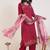 Floral Embroidered Regular Thread Work Kurta With Palazzos & Dupatta