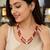 Red coral bead & baroque pearl double strand necklace set