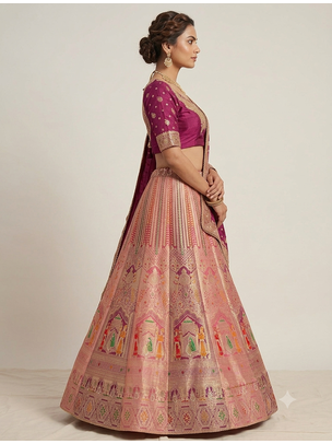 new silk blend  work party wear designer lehanga chunni set  2