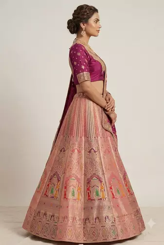 new silk blend  work party wear designer lehanga chunni set 