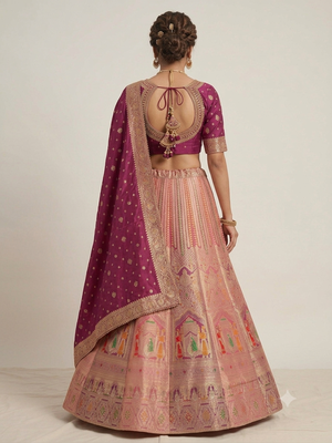 new silk blend  work party wear designer lehanga chunni set  3