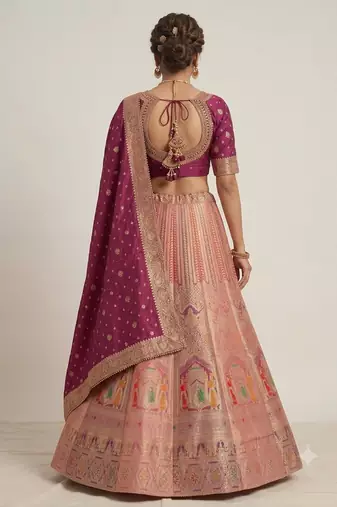 new silk blend  work party wear designer lehanga chunni set 