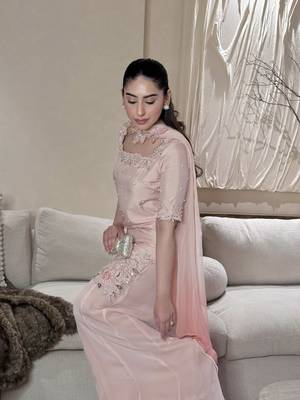 Embroidered Roman Glass Silk Straight Kurta Sharara and Dupatta Set 2