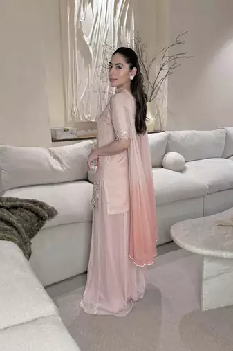 Embroidered Roman Glass Silk Straight Kurta Sharara and Dupatta Set