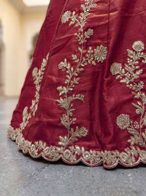 maroon silk blend embroidered traditional lehenga choli 4
