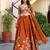 orange silk blend embroidered traditional lehenga choli