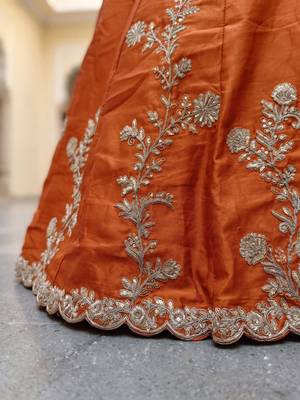 orange silk blend embroidered traditional lehenga choli 3