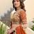 orange silk blend embroidered traditional lehenga choli