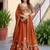 orange silk blend embroidered traditional lehenga choli