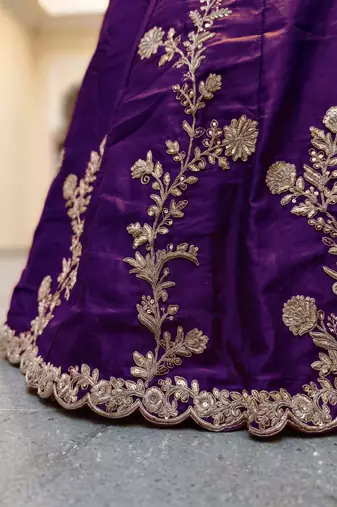 purple silk blend embroidered traditional lehenga choli