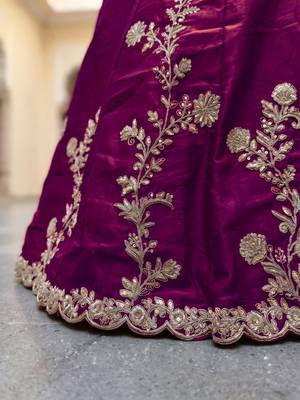 wine silk blend embroidered traditional lehenga choli 3