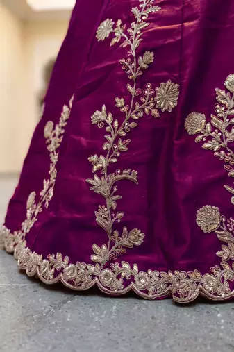 wine silk blend embroidered traditional lehenga choli