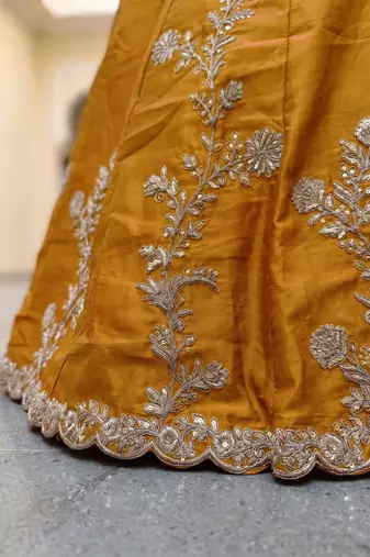 yellow silk blend embroidered traditional lehenga choli