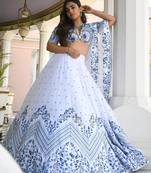 white satin embroidered traditional lehenga choli
