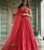 pink georgette embroidered traditional lehenga choli