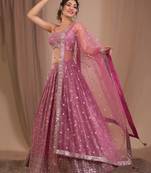 pink georgette embroidered traditional lehenga choli