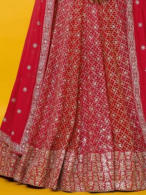 red georgette embroidered traditional lehenga choli 4