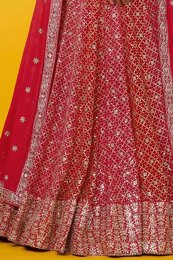 red georgette embroidered traditional lehenga choli