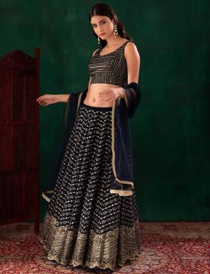 black georgette embroidered traditional lehenga choli 1