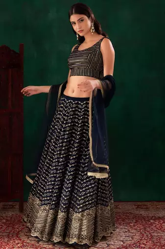 black georgette embroidered traditional lehenga choli
