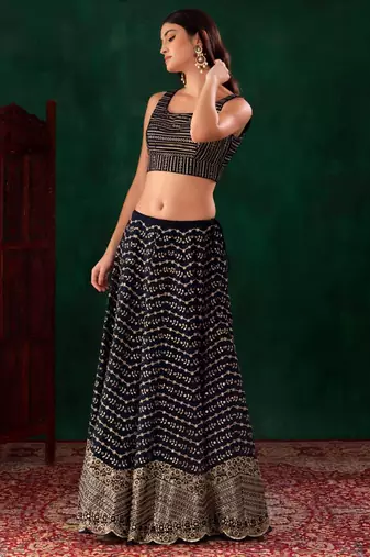 black georgette embroidered traditional lehenga choli