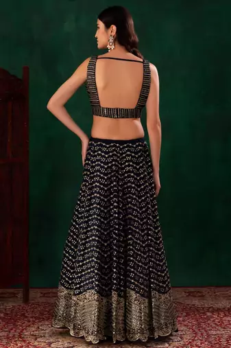 black georgette embroidered traditional lehenga choli