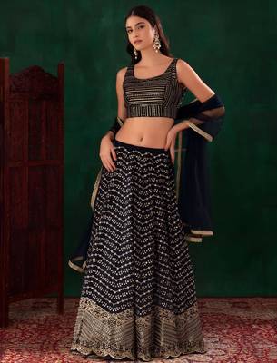 black georgette embroidered traditional lehenga choli 4