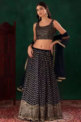 black georgette embroidered traditional lehenga choli