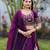 purple silk blend embroidered traditional lehenga choli with free size upto 42