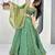 green silk blend embroidered traditional lehenga choli with free size upto 42