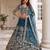 teal net embroidered traditional lehenga choli