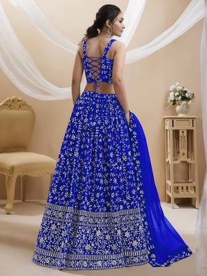 blue net embroidered traditional lehenga choli 3