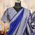 Royal blue silk blend banarasi saree with unstitched blouse piece