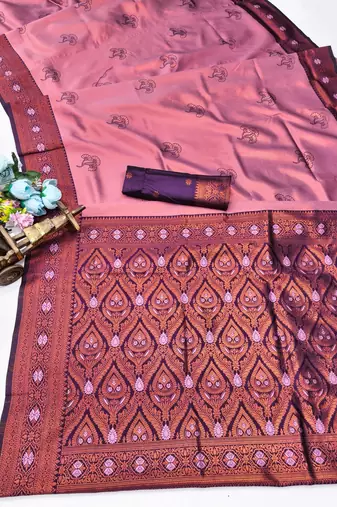 Wine purple silk blend saree with unstitched blouse piece
