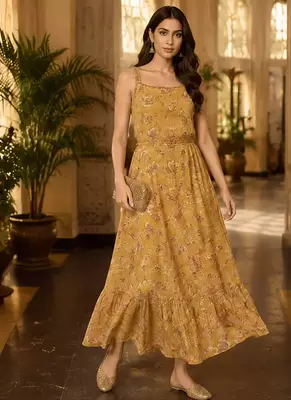 Golden Bloom Floral Maxi Dress 1