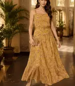 Golden Bloom Floral Maxi Dress