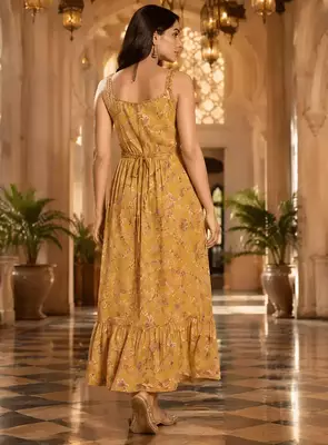 Golden Bloom Floral Maxi Dress 4