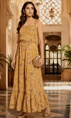 Golden Bloom Floral Maxi Dress 5