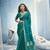 Turquoise pure munga silk blend handloom saree and contrast weaving border with organza pallu
