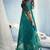 Turquoise pure munga silk blend handloom saree and contrast weaving border with organza pallu