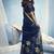 Navy blue pure munga silk blend handloom saree and contrast weaving border with organza pallu