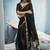 Black pure munga silk blend handloom saree and contrast weaving border with organza pallu