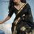 Black pure munga silk blend handloom saree and contrast weaving border with organza pallu