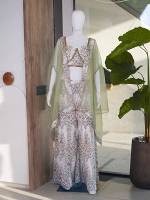 White crepe printed palazzo set 2