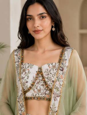 White crepe printed palazzo set 3