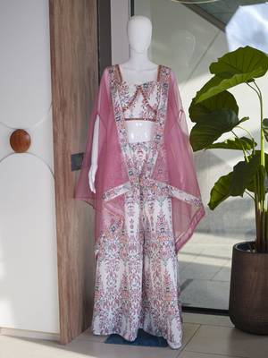 White crepe printed palazzo set 2