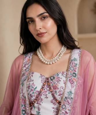 White crepe printed palazzo set 3