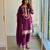 Purple rayon embroidered kurta set