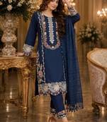 Navy blue rayon embroidered kurta set
